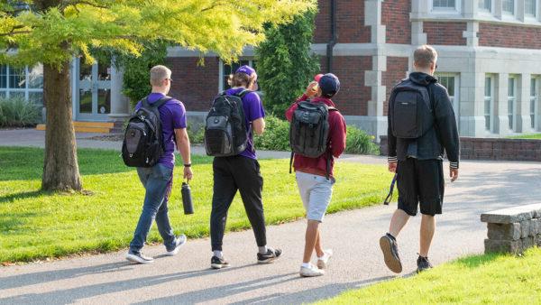 Students walking through campus